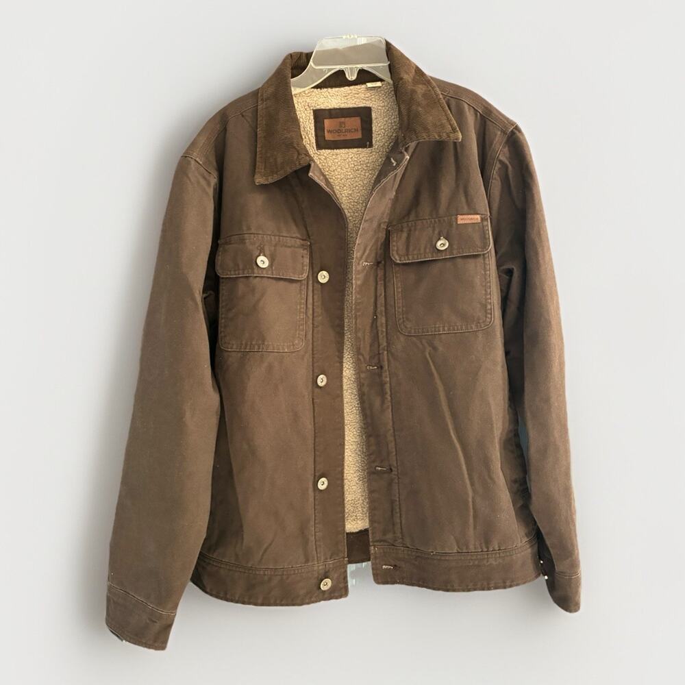Woolrich Brown Canvas Sherpa Lined Chore Rancher Barn Coat Mens Sz Medium